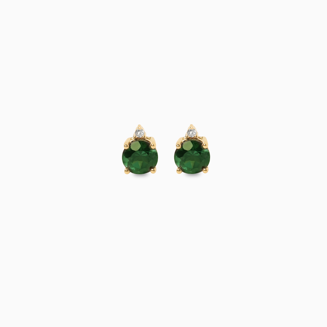 Aretes en oro amarillo de 18K turmalinas redondas verde azulado